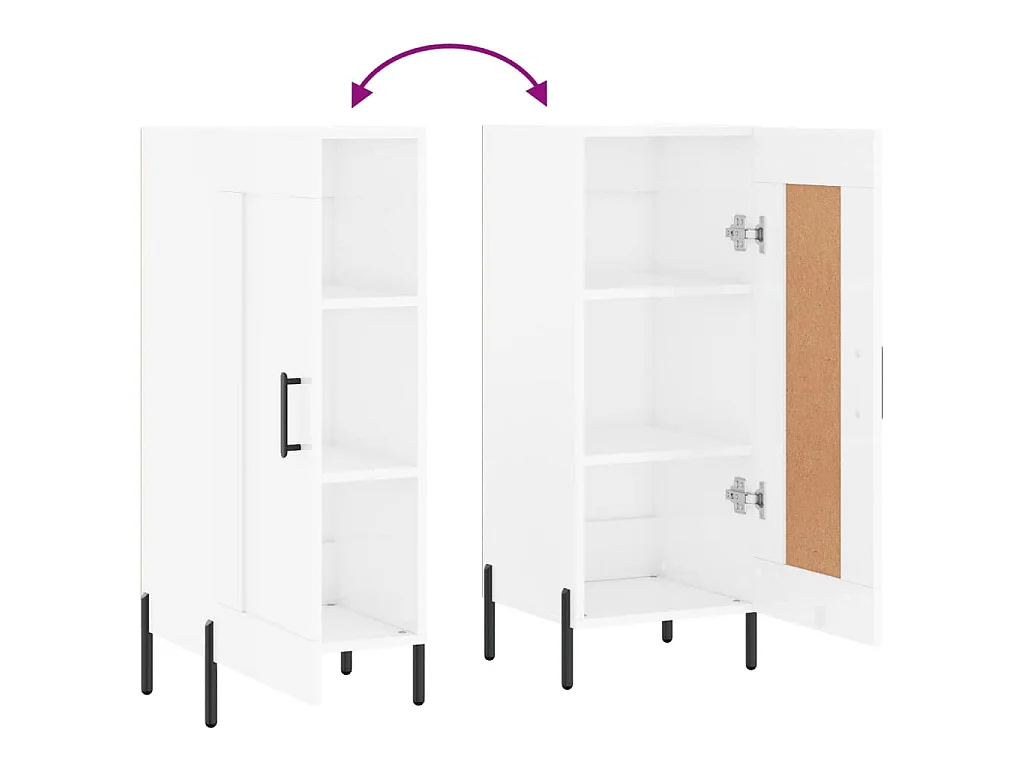 Dressoir 34,5x34x90 cm bewerkt hout hoogglans wit