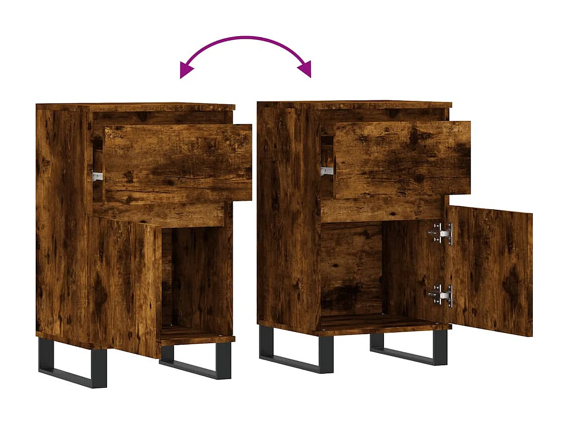 Credenza Rovere Fumo 40x35x70 cm in Legno Multistrato