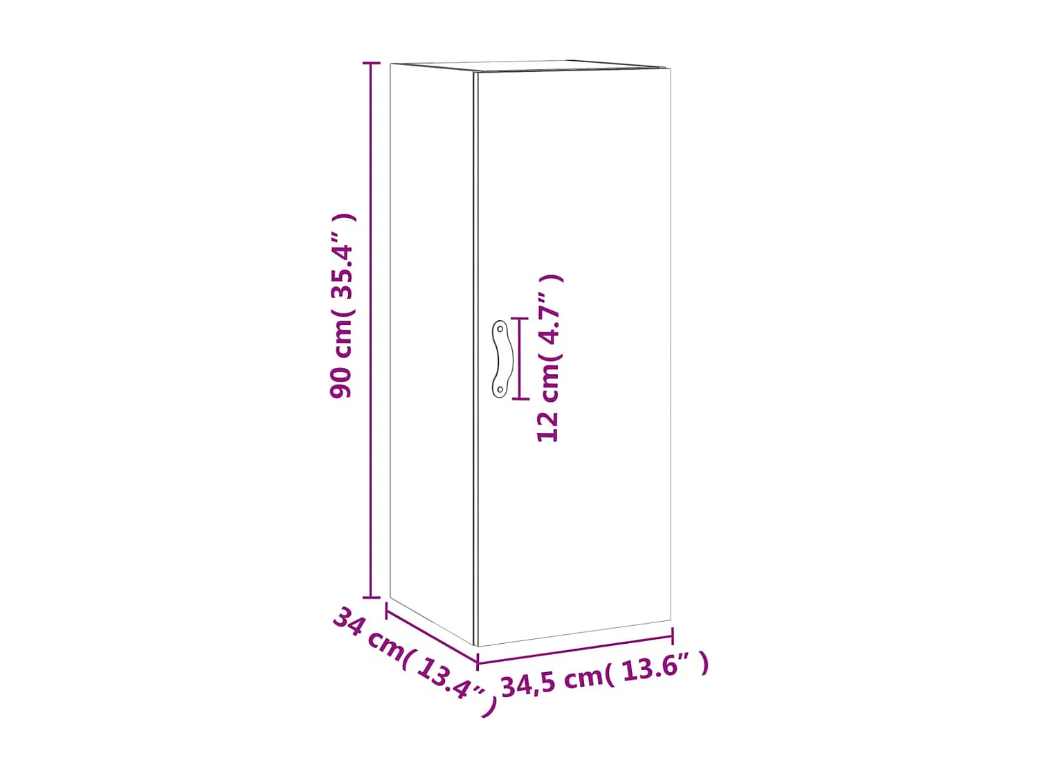 Armoire murale gris béton 34,5x34x90 cm