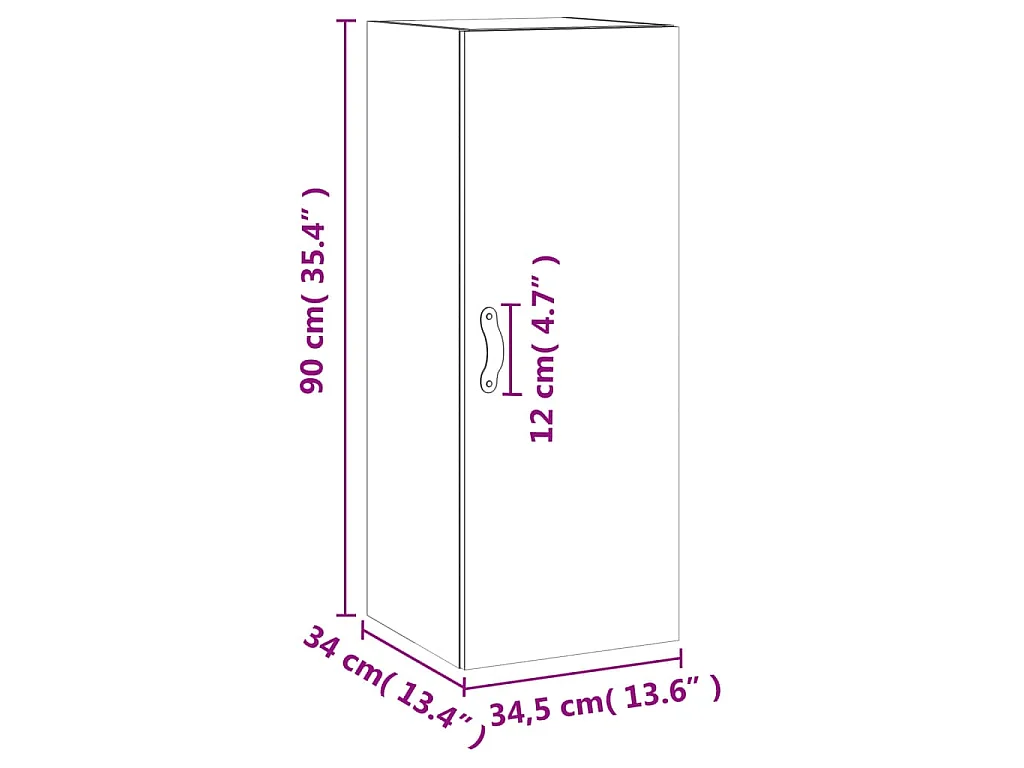 Armoire murale gris béton 34,5x34x90 cm