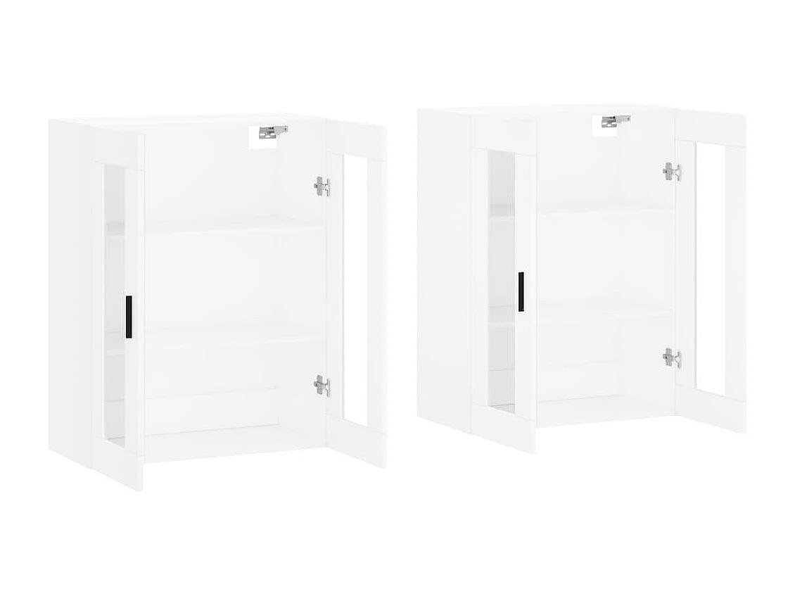 Armadietti a Parete 2 pz Bianchi in Legno Multistrato