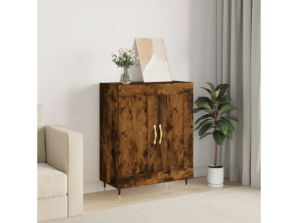 Buffet chêne fumé 69,5x34x90 cm bois d'ingénierie