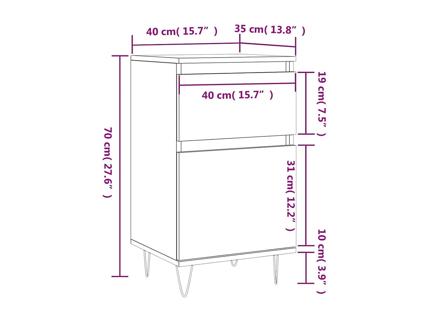 Buffets 2 pcs blanc brillant 40x35x70 cm bois d'ingénierie