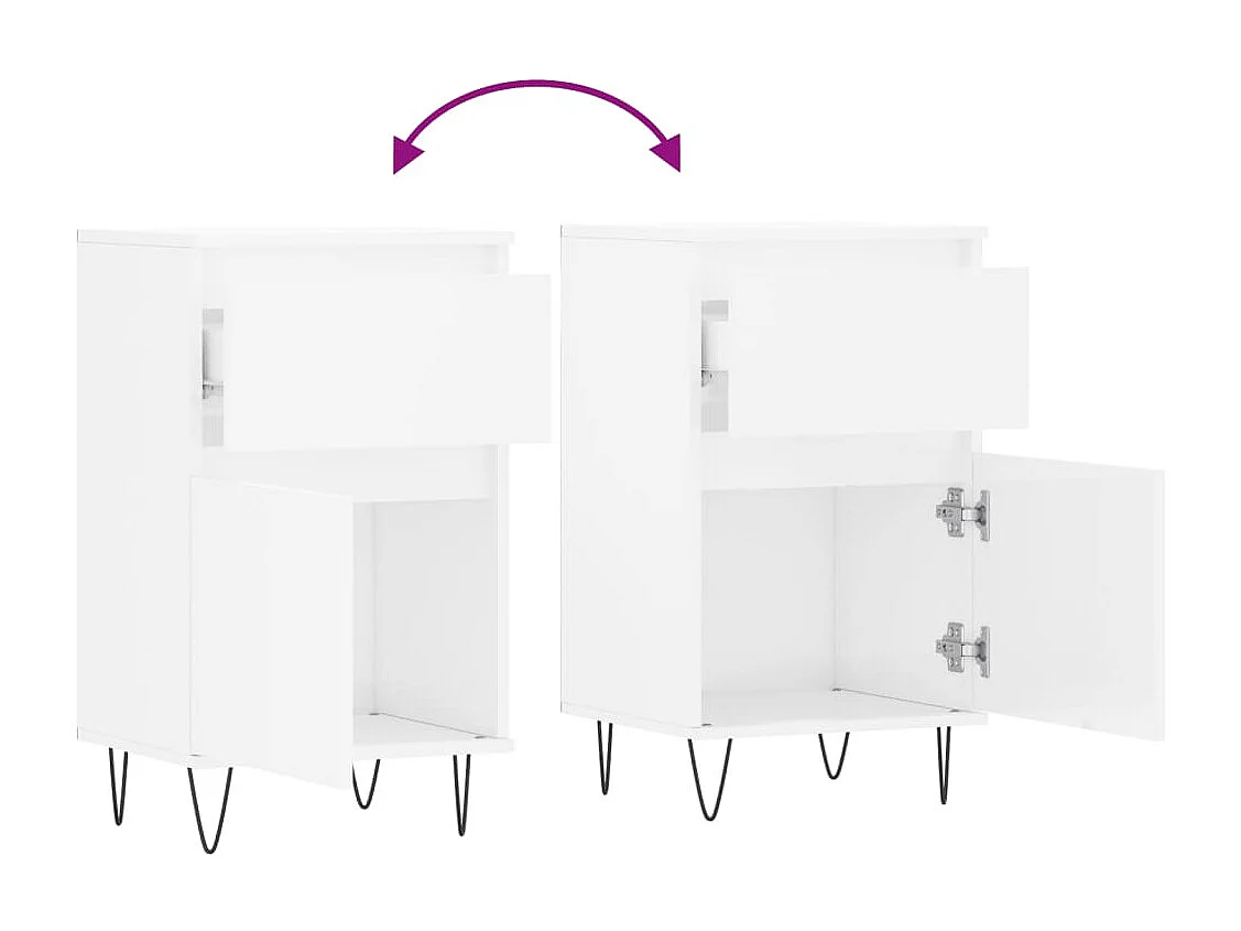 Buffets 2 pcs blanc brillant 40x35x70 cm bois d'ingénierie