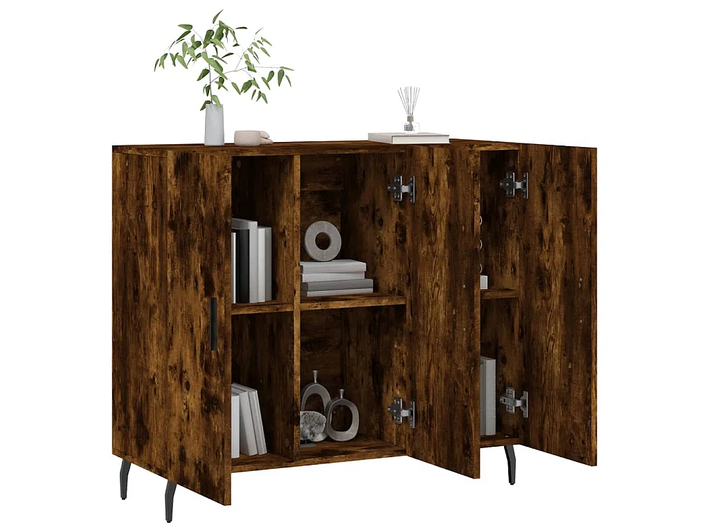 Dressoir 90x34x80 cm bewerkt hout gerookt eikenkleurig