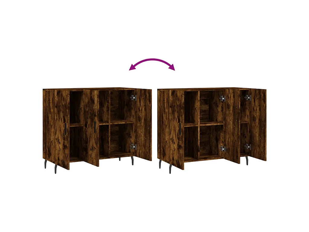 Dressoir 90x34x80 cm bewerkt hout gerookt eikenkleurig