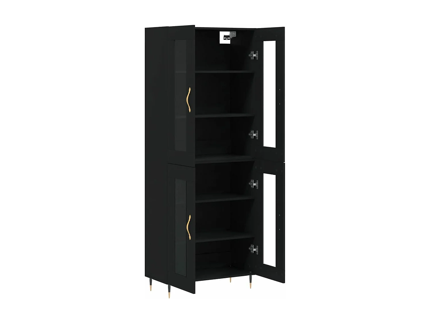 Credenza Nera 69,5x34x180 cm in Legno Multistrato