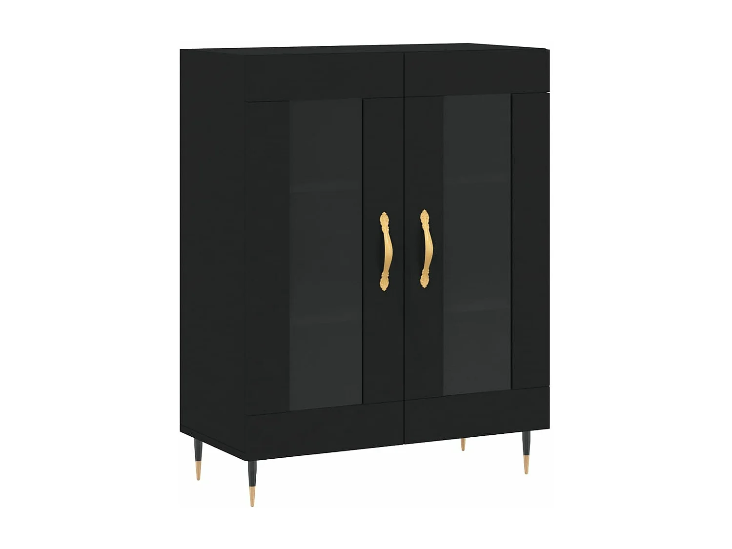 Credenza Nera 69,5x34x180 cm in Legno Multistrato