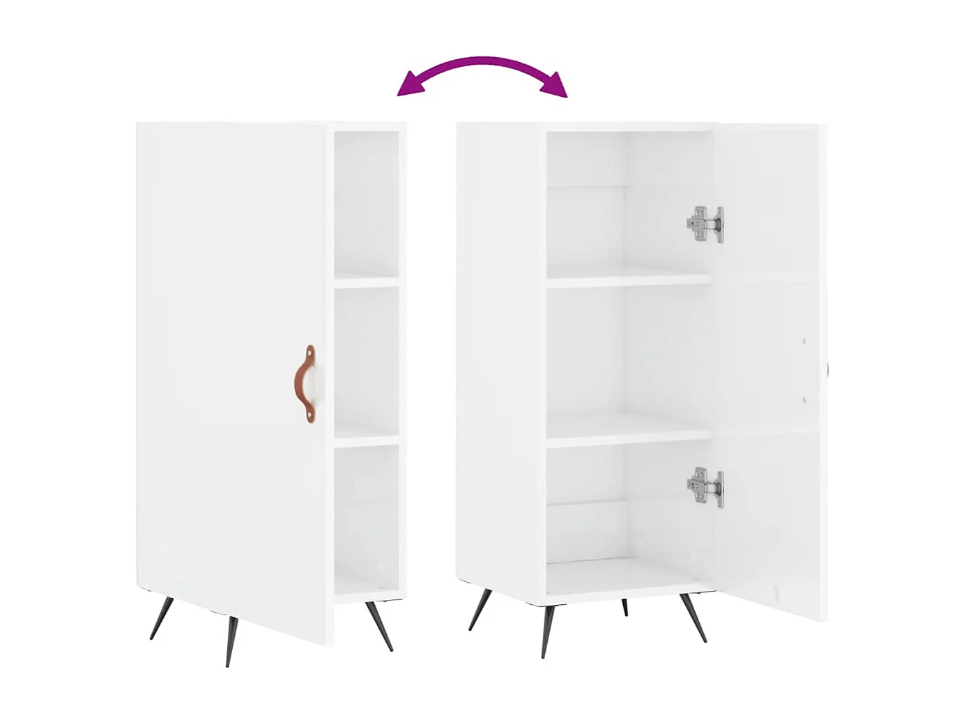 Buffet Blanc brillant 34,5x34x90 cm Bois d'ingénierie