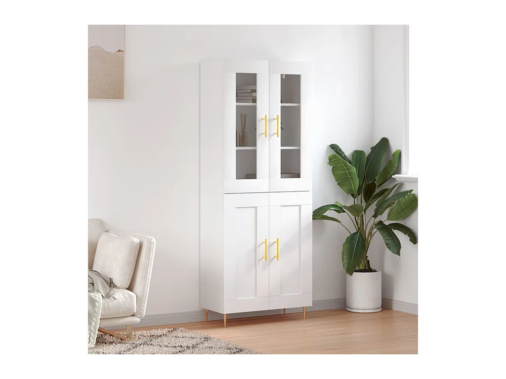 Buffet haut Blanc 69,5x34x180 cm Bois d'ingénierie