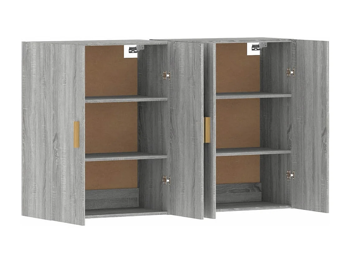Hangkasten 2 st bewerkt hout grijs sonoma eikenkleurig