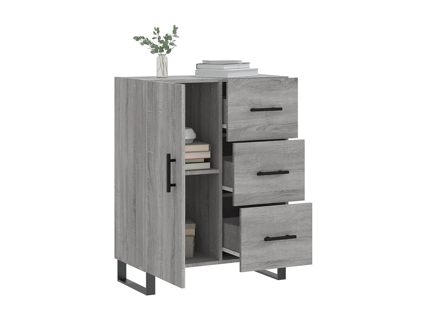 Dressoir 69,5x34x90 cm bewerkt hout grijs sonoma eikenkleurig
