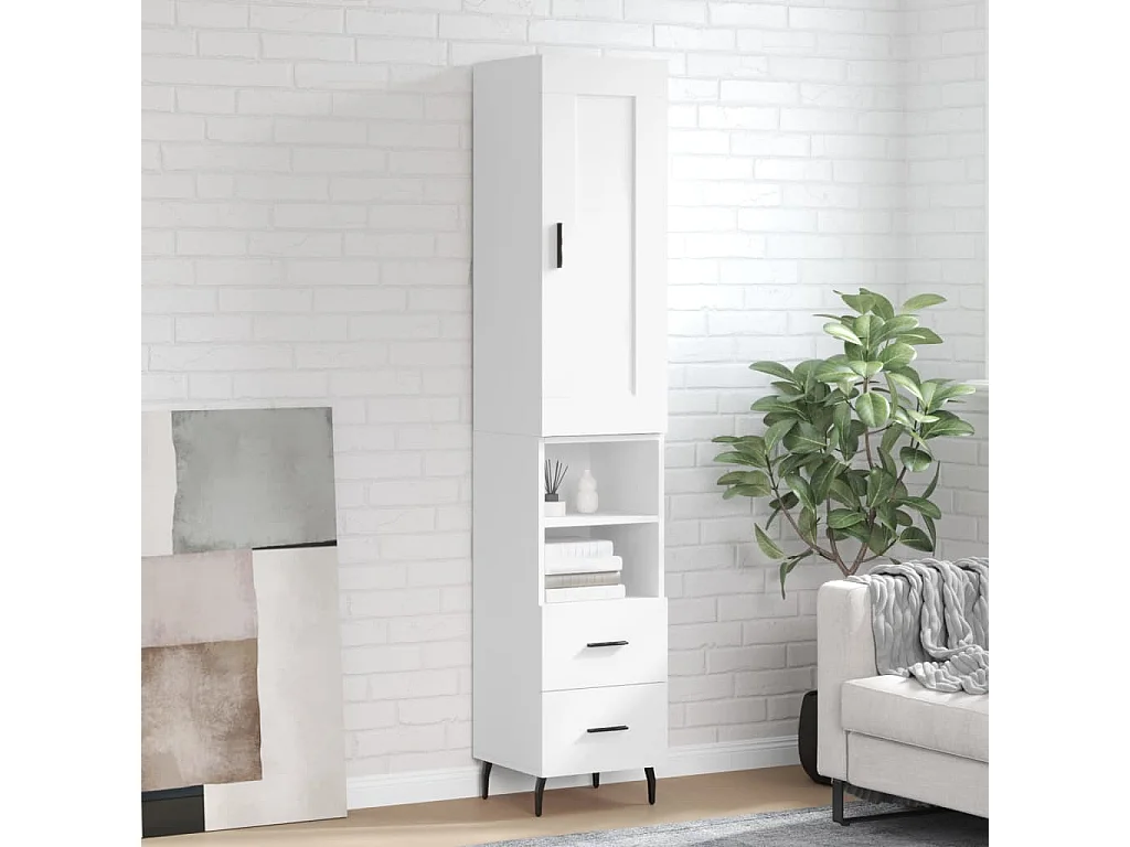 Highboard Weiß 34,5x34x180 cm Holzwerkstoff