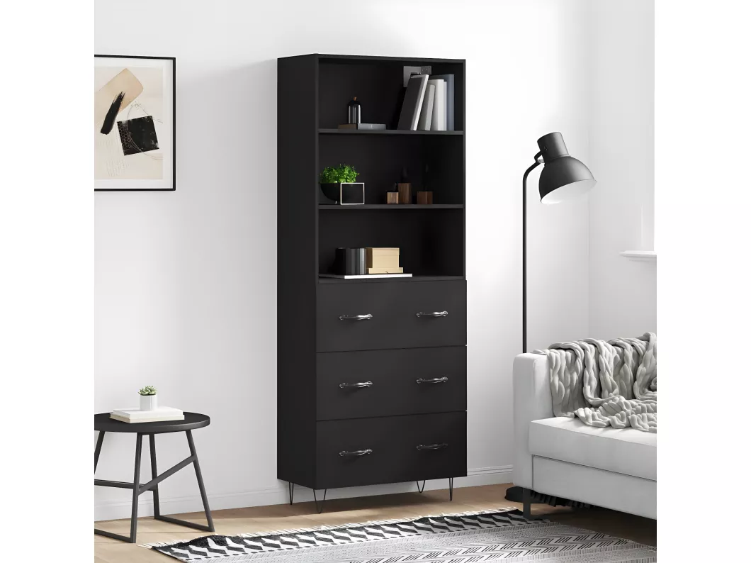 Kauf Unique Highboard Schwarz 69,5x34x180 cm Holzwerkstoff