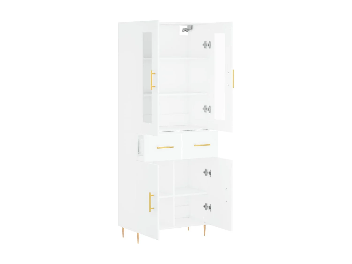 Hoge kast 69,5x34x180 cm bewerkt hout wit