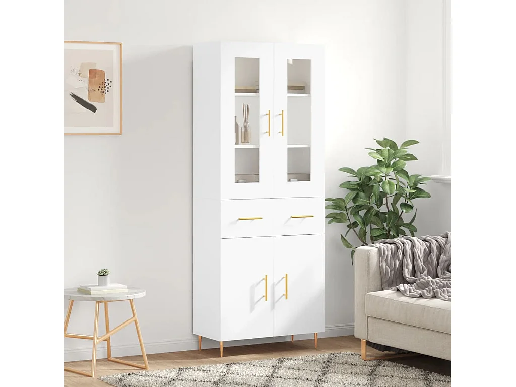 Buffet haut Blanc 69,5x34x180 cm Bois d'ingénierie