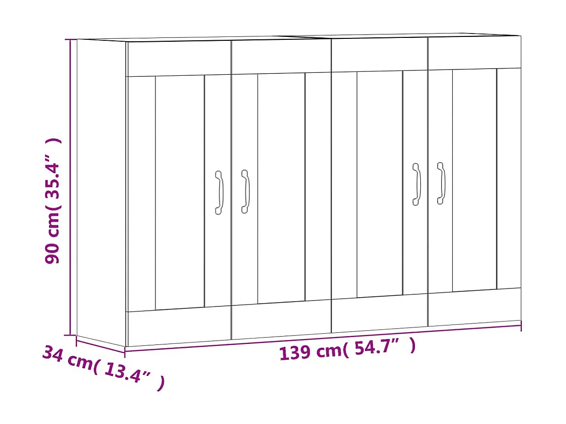 Armarios de pared 2 uds madera de ingeniería gris hormigón