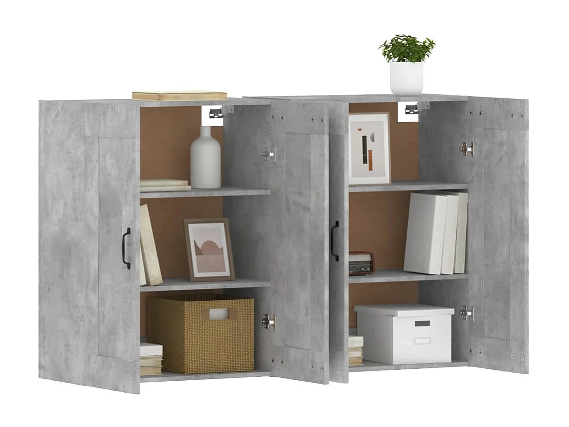 Armarios de pared 2 uds madera de ingeniería gris hormigón