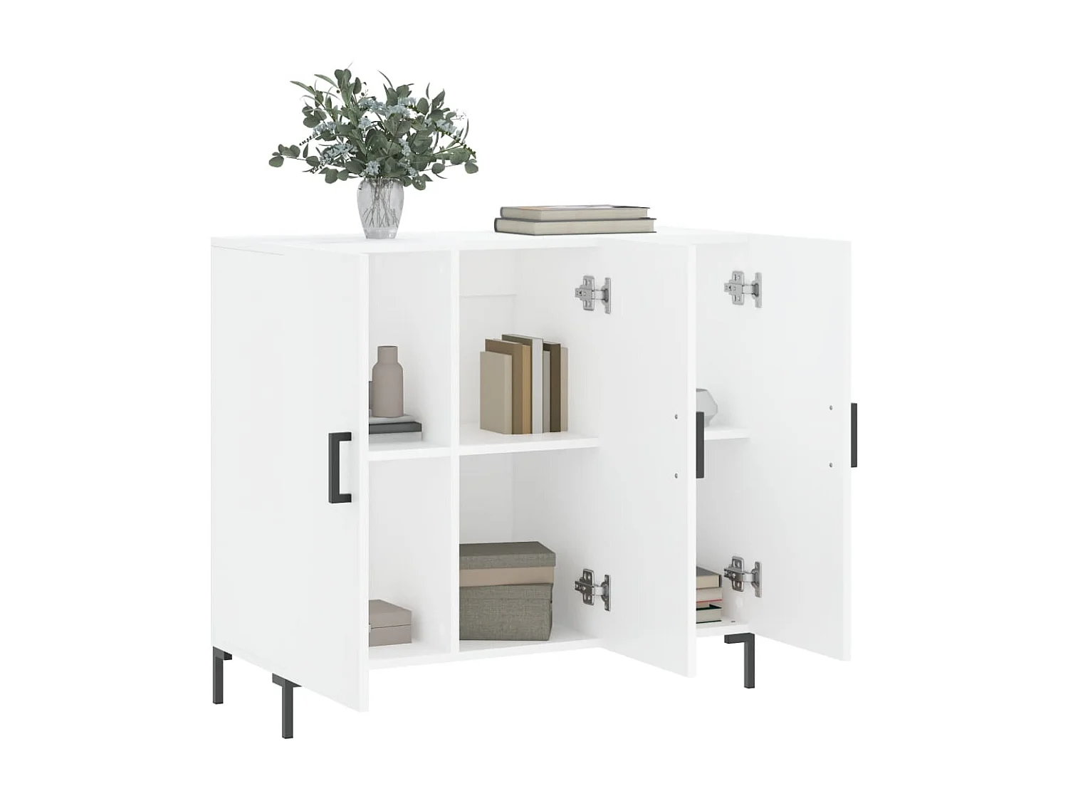 Credenza Bianca 90x34x80 cm in Legno Multistrato