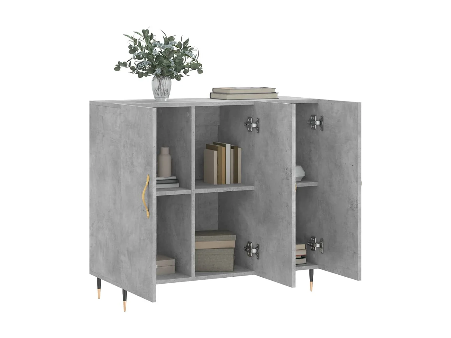 Buffet gris béton 90x34x80 cm bois d'ingénierie