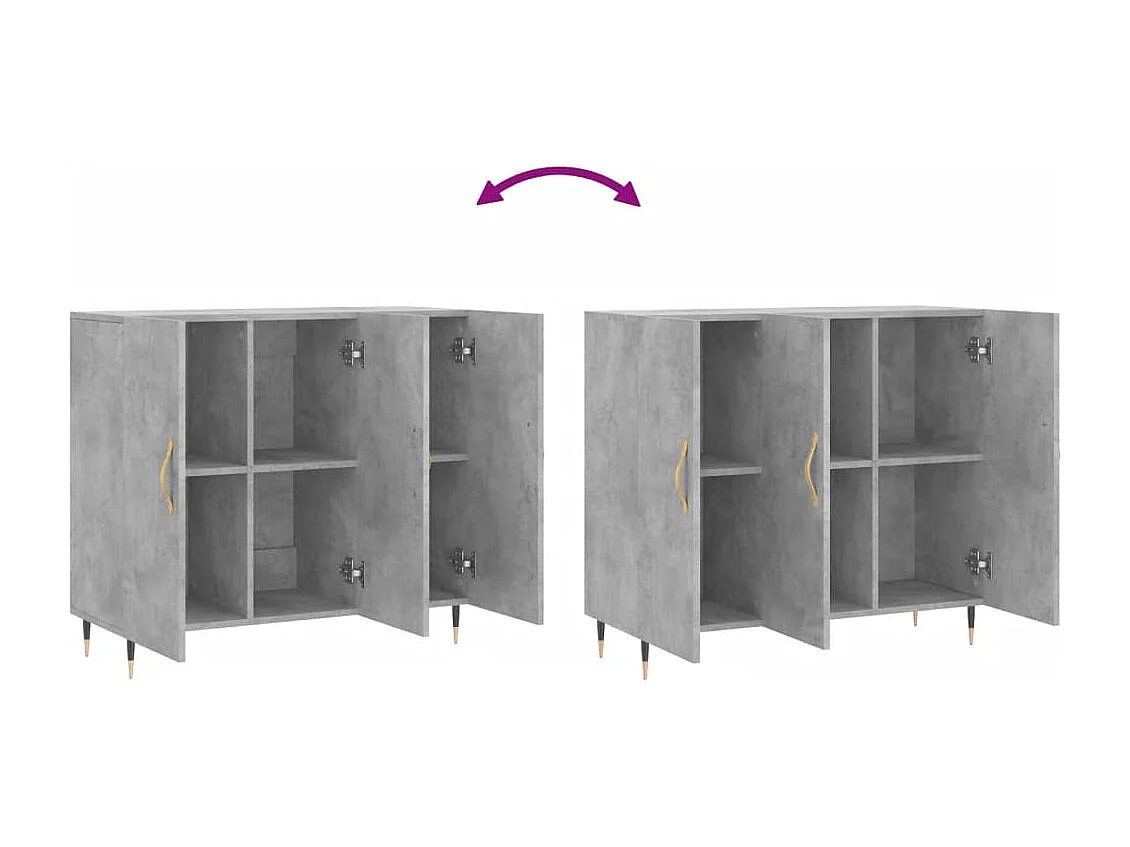 Buffet gris béton 90x34x80 cm bois d'ingénierie