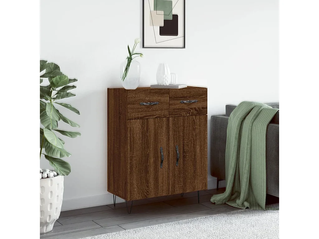 Buffet chêne marron 69,5x34x90 cm bois d'ingénierie