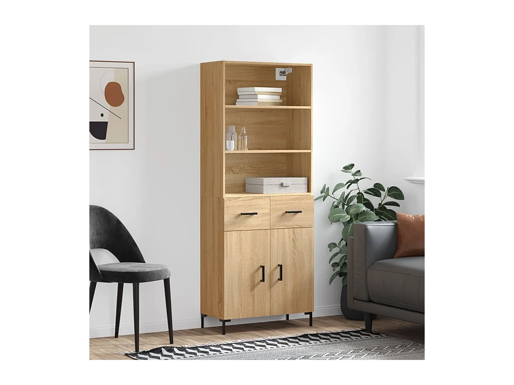 Hoge kast 69,5x34x180 cm bewerkt hout sonoma eikenkleurig