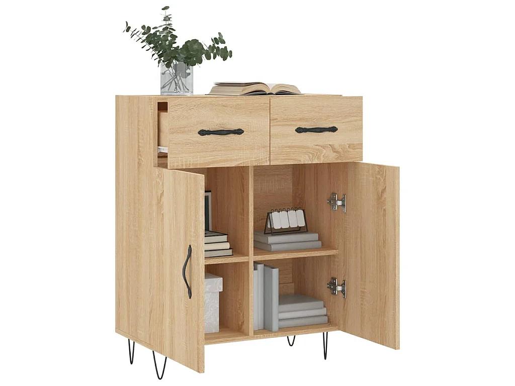 Dressoir 69,5x34x90 cm bewerkt hout sonoma eikenkleurig