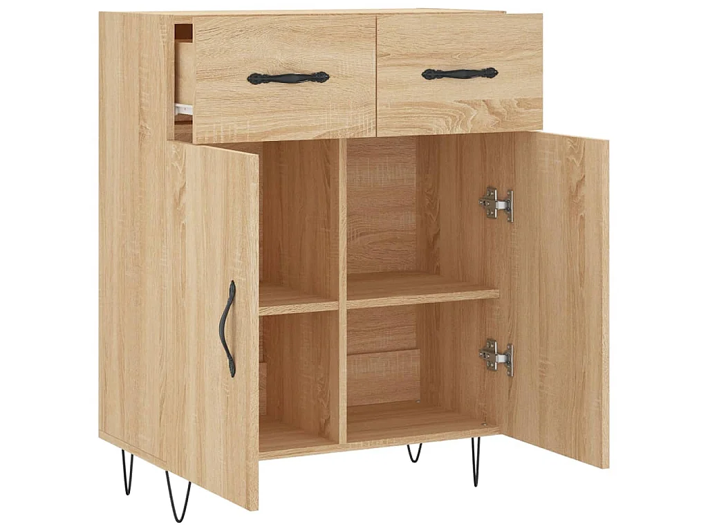 Dressoir 69,5x34x90 cm bewerkt hout sonoma eikenkleurig