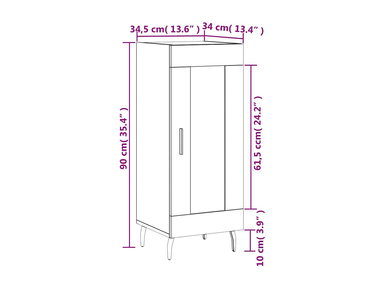 Buffet Chêne marron 34,5x34x90 cm Bois d'ingénierie