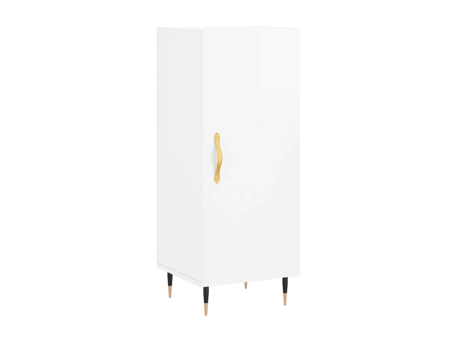 Credenza Bianco Lucido 34,5x34x90 cm in Legno Multistrato