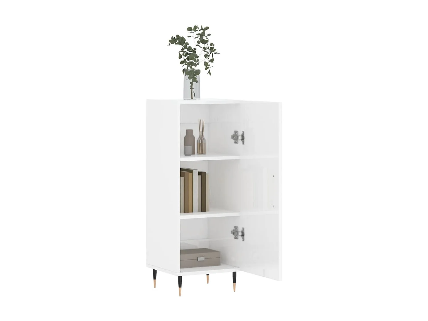 Credenza Bianco Lucido 34,5x34x90 cm in Legno Multistrato