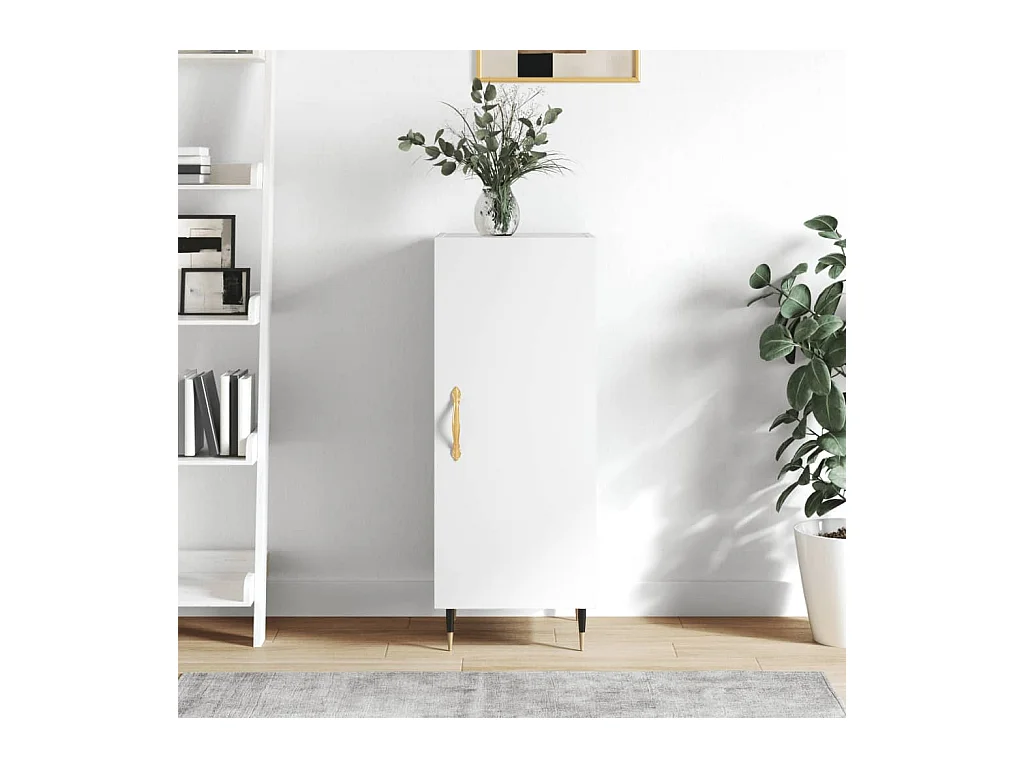Buffet Blanc brillant 34,5x34x90 cm Bois d'ingénierie