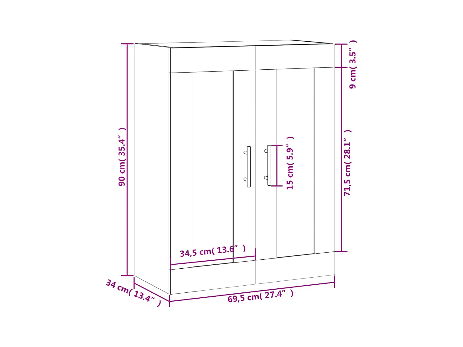 Armoire murale gris béton 69,5x34x90 cm bois d'ingénierie