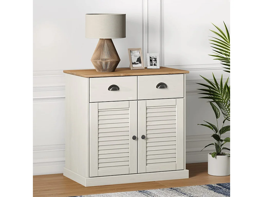 Buffet avec tiroirs VIGO 78x40x75 cm blanc bois massif de pin
