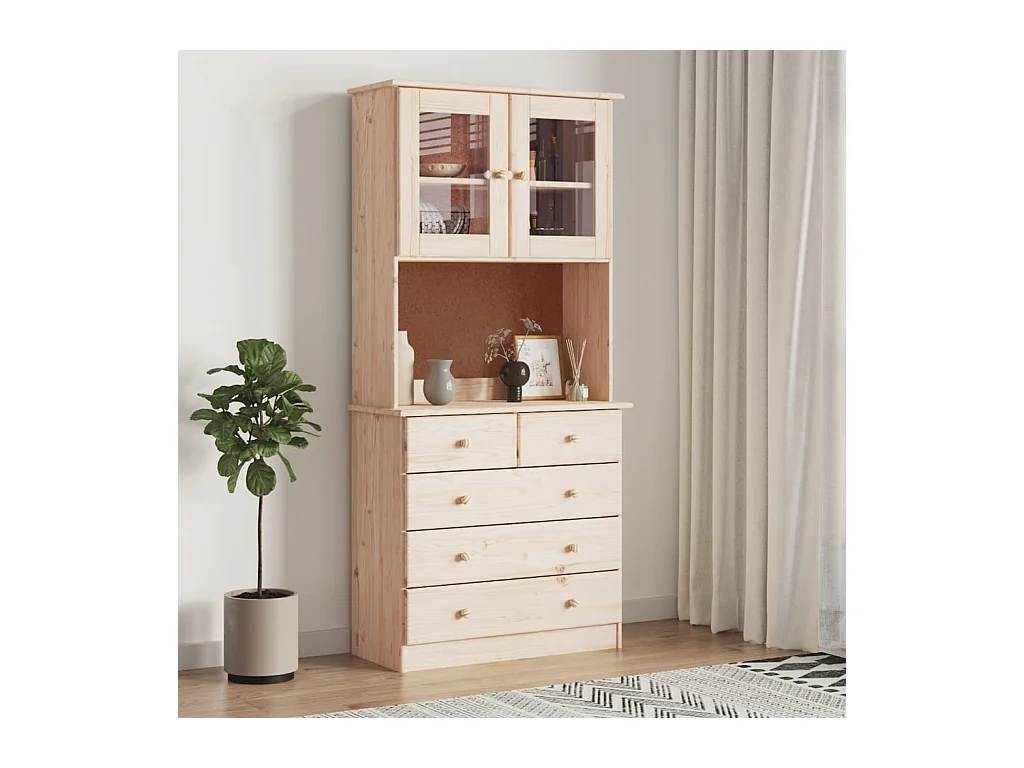 Credenza ALTA 77x35x165 cm in Legno Massello di Pino