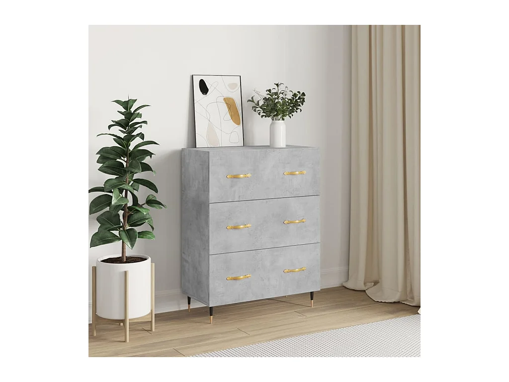 Buffet gris béton 69,5x34x90 cm bois d'ingénierie