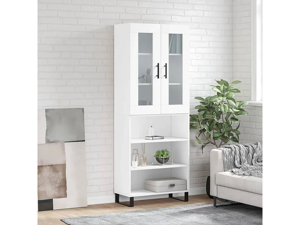 Buffet haut Blanc 69,5x34x180 cm Bois d'ingénierie