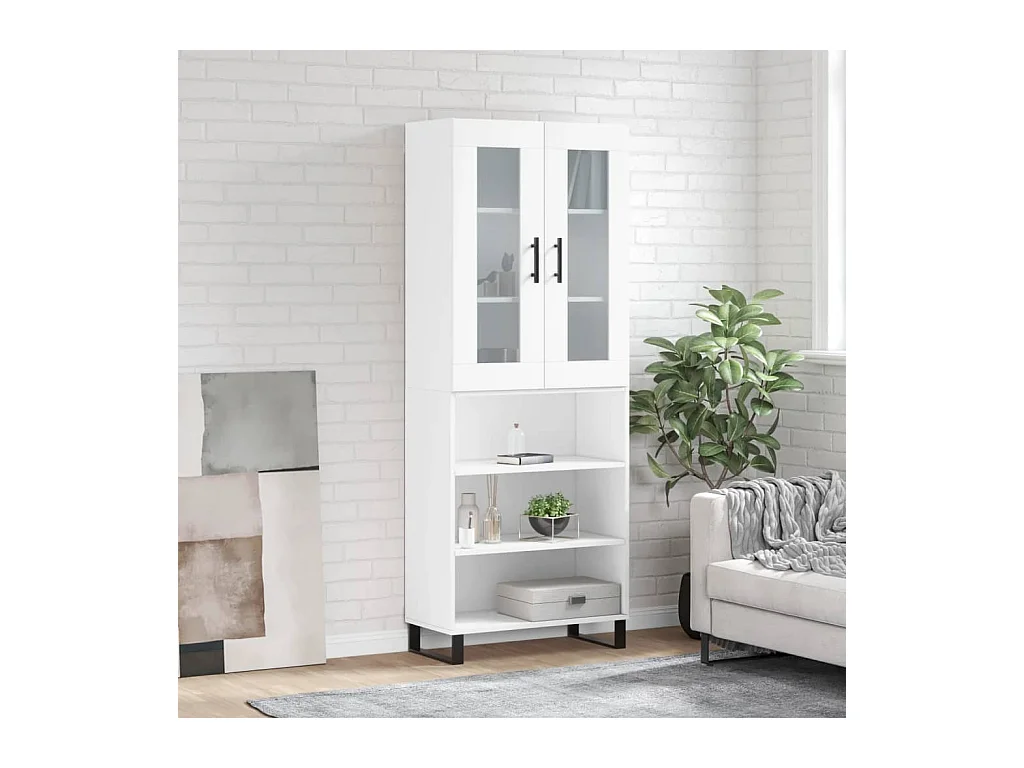 Buffet haut Blanc 69,5x34x180 cm Bois d'ingénierie