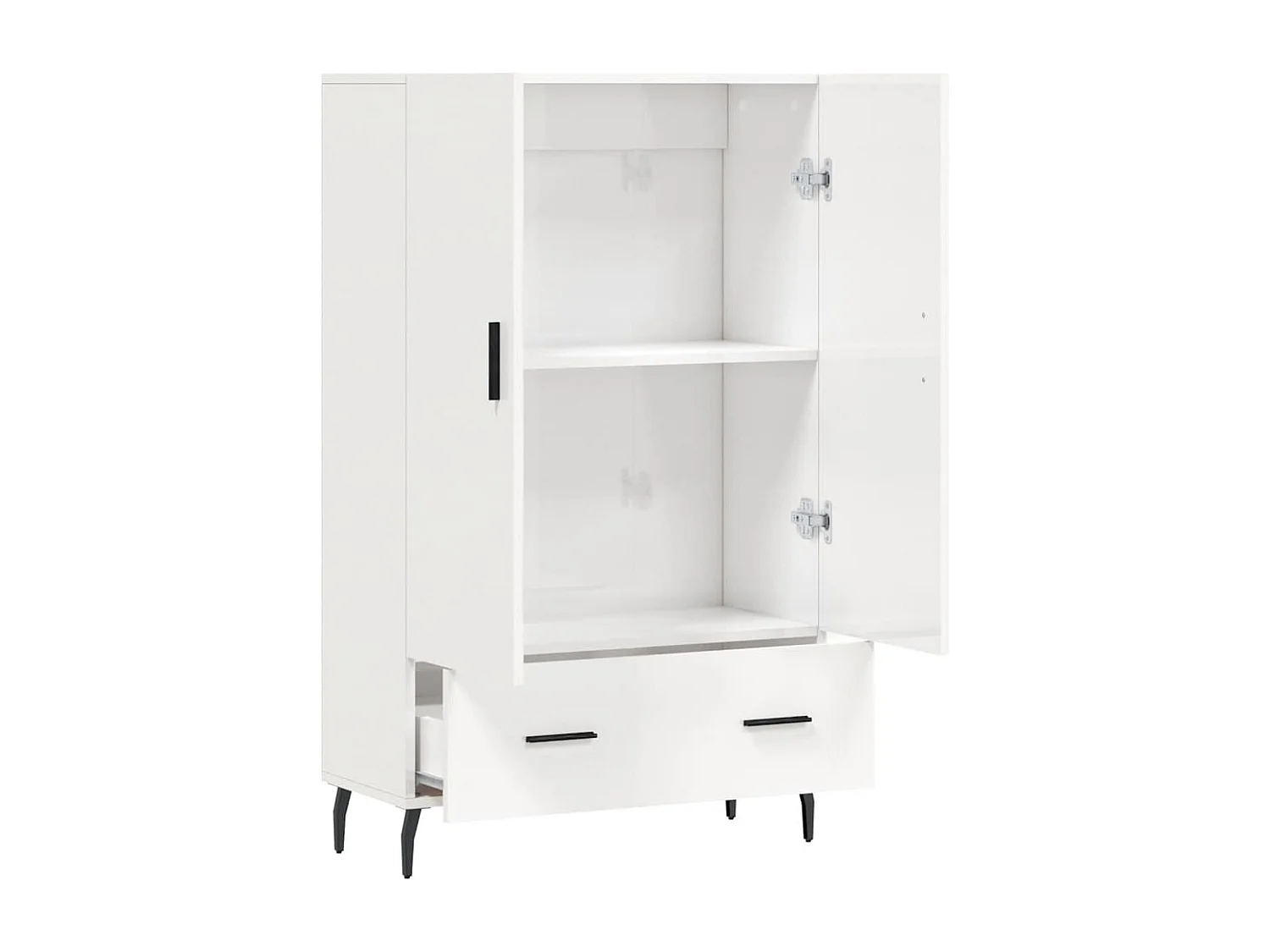 Buffet haut blanc brillant 69,5x31x115 cm bois d'ingénierie