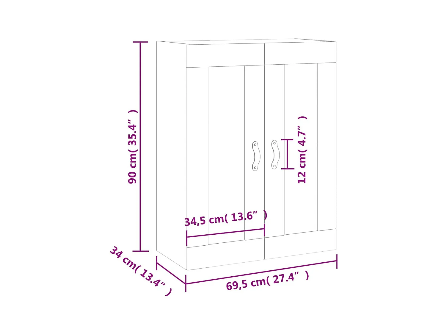 Armoire murale blanc 69,5x34x90 cm