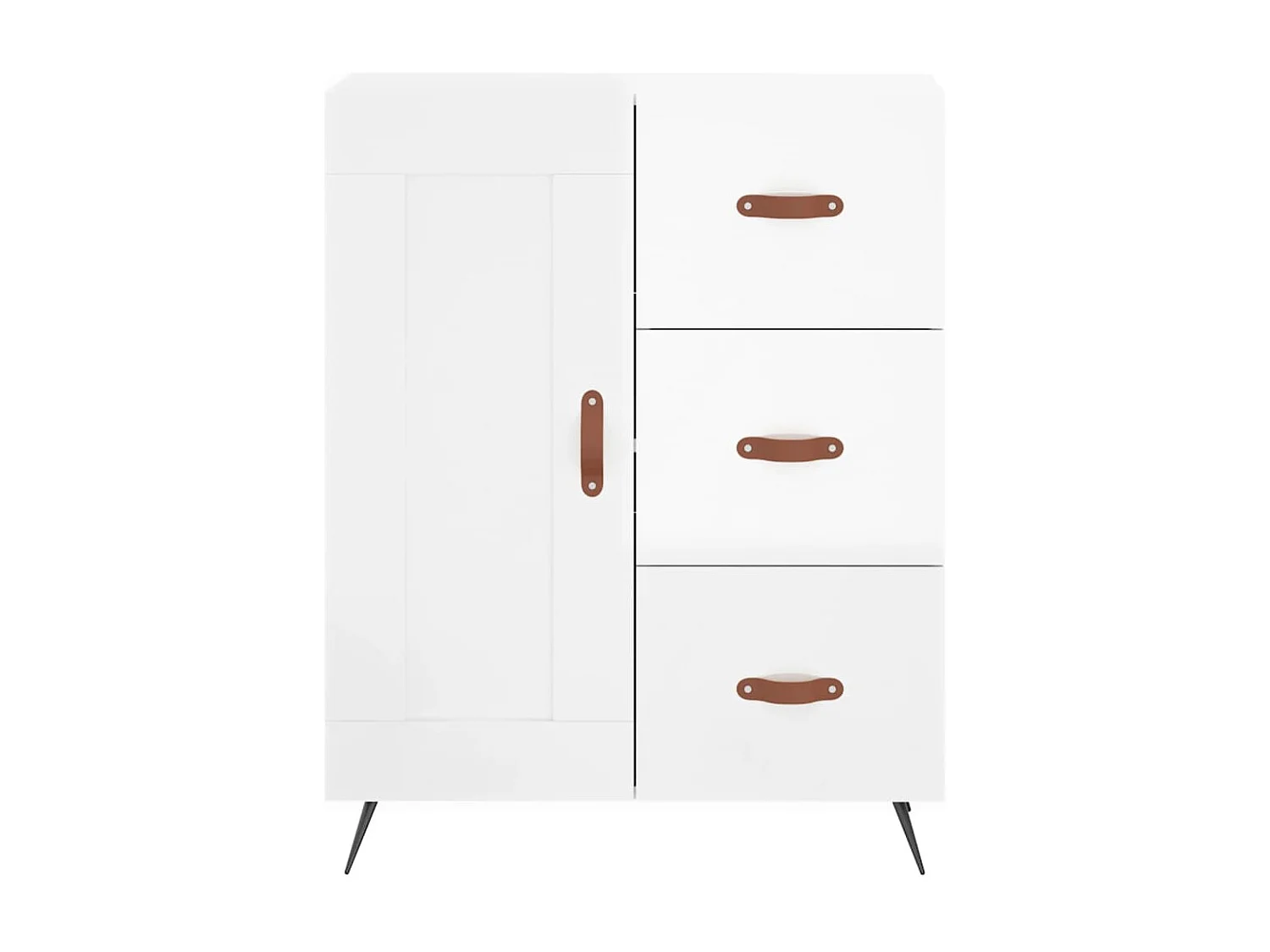 Buffet Blanc brillant 69,5x34x90 cm Bois d'ingénierie