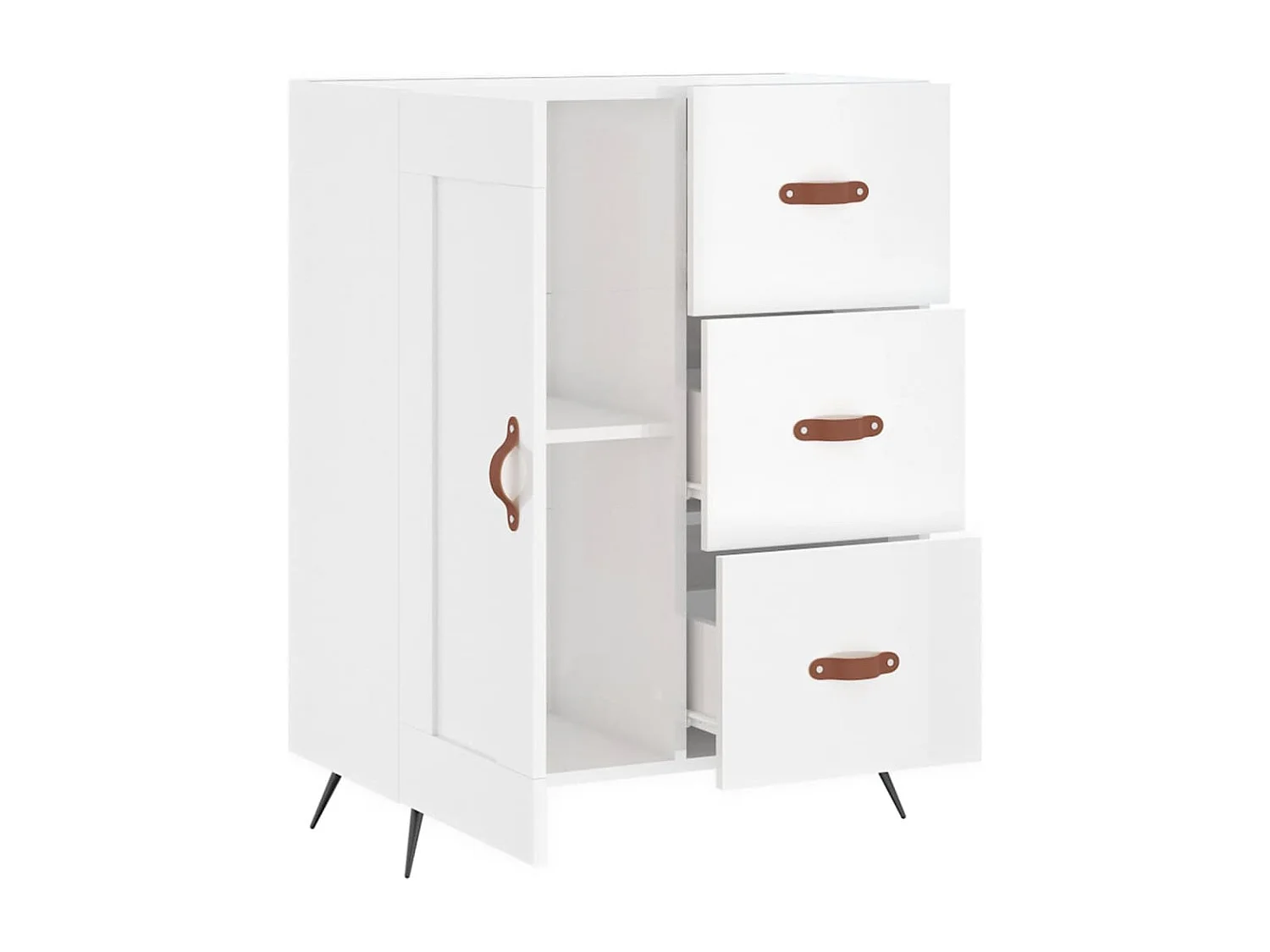 Buffet Blanc brillant 69,5x34x90 cm Bois d'ingénierie