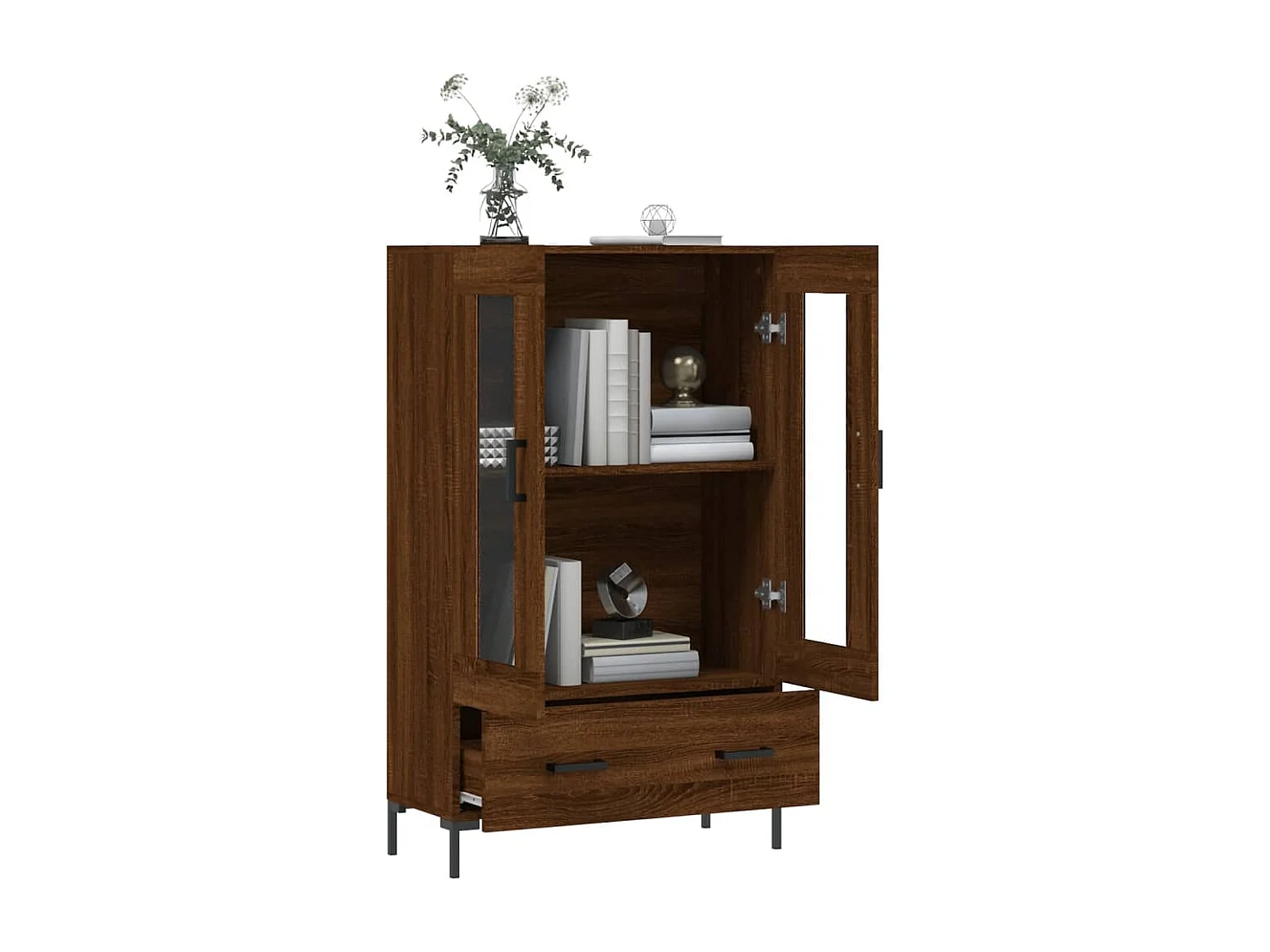 Buffet haut chêne marron 69,5x31x115 cm bois d'ingénierie