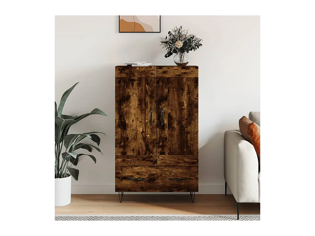 Buffet haut chêne fumé 69,5x31x115 cm bois d'ingénierie
