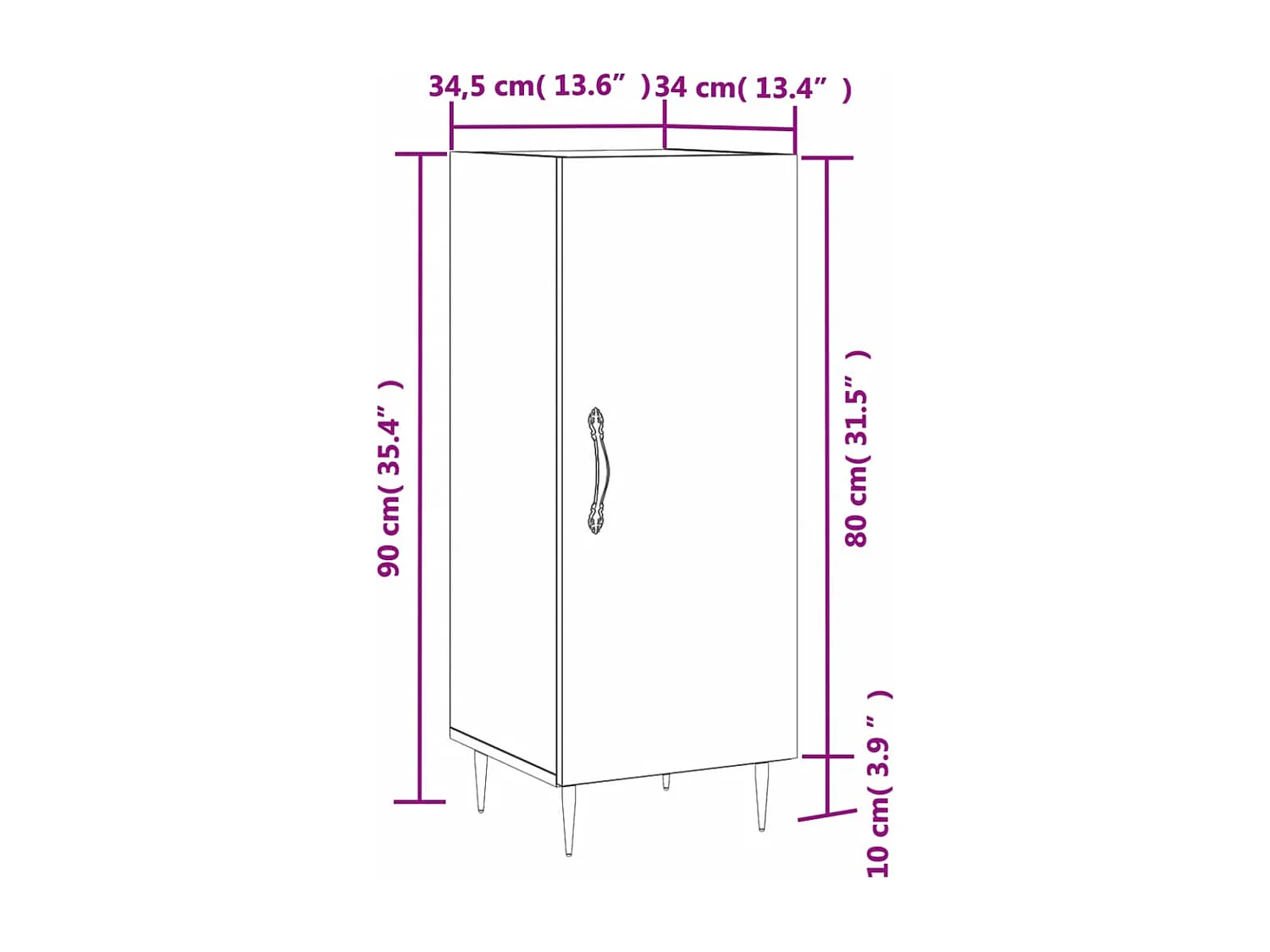 Credenza Rovere Fumo 34,5x34x90 cm in Legno Multistrato