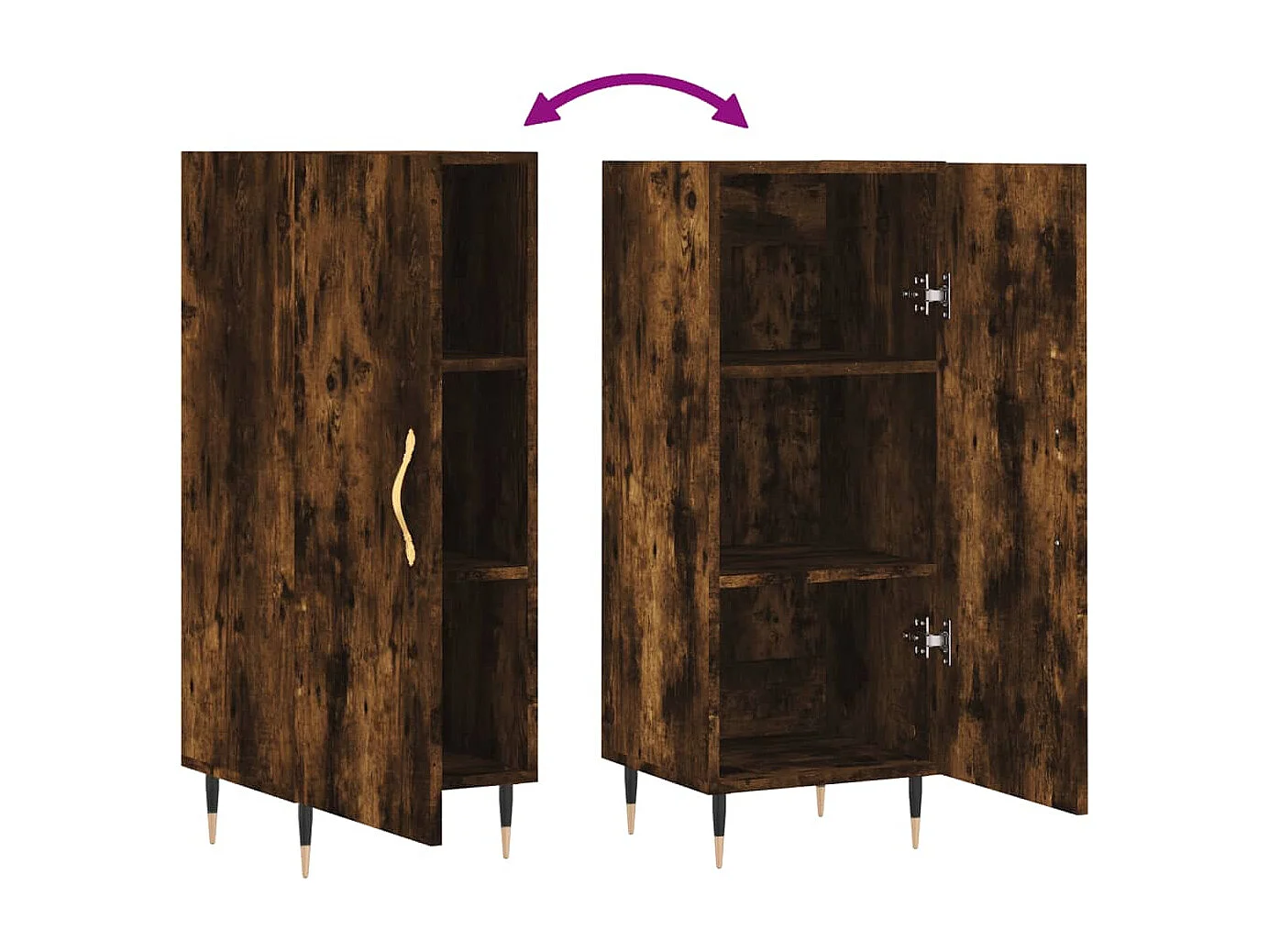 Credenza Rovere Fumo 34,5x34x90 cm in Legno Multistrato