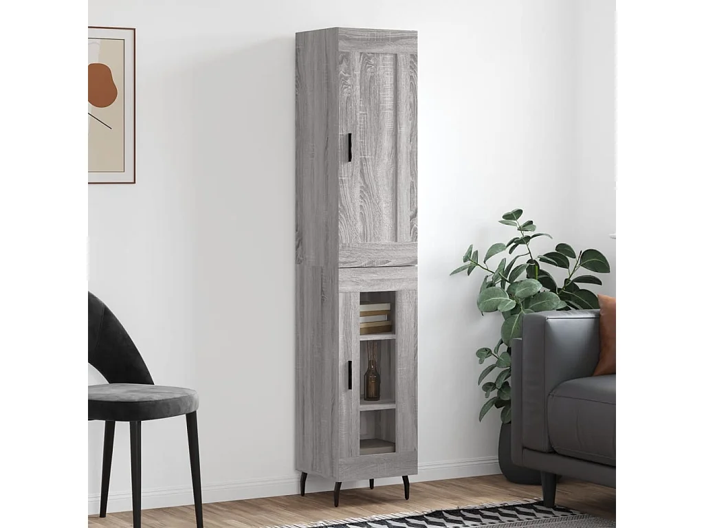 Highboard Grau Sonoma 34,5x34x180 cm Holzwerkstoff