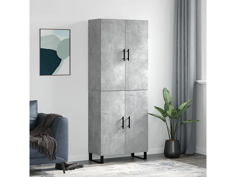 Highboard Betongrau 69,5x34x180 cm Holzwerkstoff