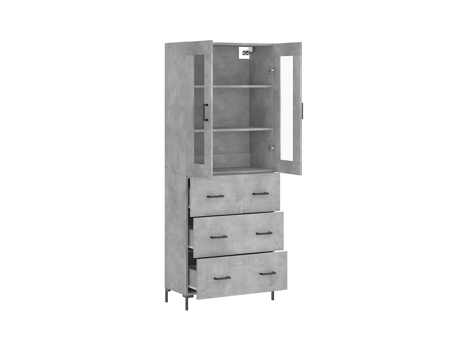 Highboard Betongrau 69,5x34x180 cm Holzwerkstoff